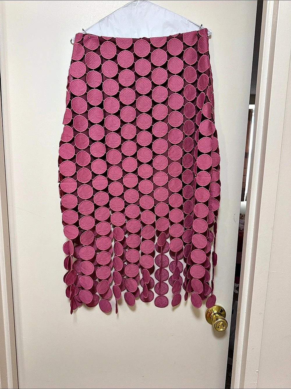 TOWNSTYLE Pink Geometric Fringe Midi Skirt NWT